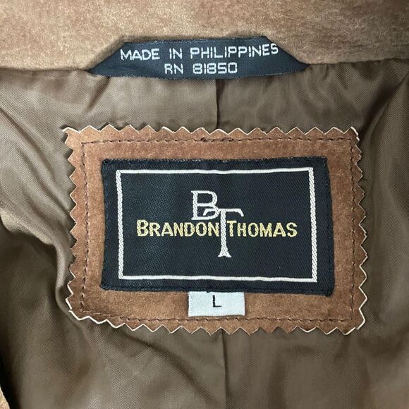 Early 2000's Brown Tan Orange Paisley Patchwork Suede Leather Blazer Jacket L - Picture 6 of 8